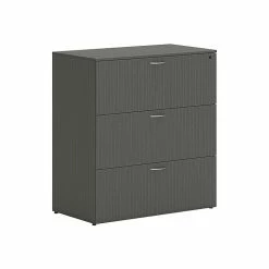 HON Mod 3-Drawer Lateral File Cabinet, Locking, Letter/Legal, Slate Teak, 36" (HLPLLF3620L3.LSL1)