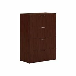 HON Mod 4-Drawer Lateral File Cabinet, Locking, Letter/Legal, Traditional Mahogany, 36" (HLPLLF3620L4.LTM1)