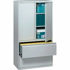 HON® 700 Series 2 Drawer Lateral File Cabinet W/Roll-Out & Posting Shelves, Light Grey, Letter/Legal, 36"W (HON785LSQ)