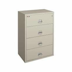 FireKing Classic 4-Drawer Lateral File Cabinet, Fire Resistant, Letter/Legal, Beige, 31.19"W (4-3122-CPA)