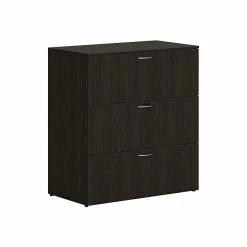 HON Mod 3-Drawer Lateral File Cabinet, Locking, Letter/Legal, Java Oak, 36" (HLPLLF3620L3.LJA1)