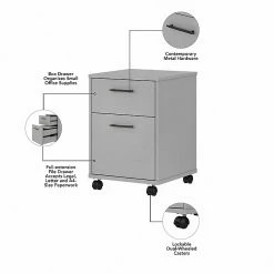 Bush Furniture Key West 2-Drawer Mobile File Cabinet, Letter/Legal, Cape Cod Gray, 15.51" (KWF116CG-03) -File Cabinets Shop unnamed file 680
