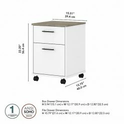 Bush Furniture Key West 2-Drawer Mobile File Cabinet, Letter/Legal, Shiplap Gray/Pure White, 15.51" (KWF116G2W-03) -File Cabinets Shop unnamed file 689