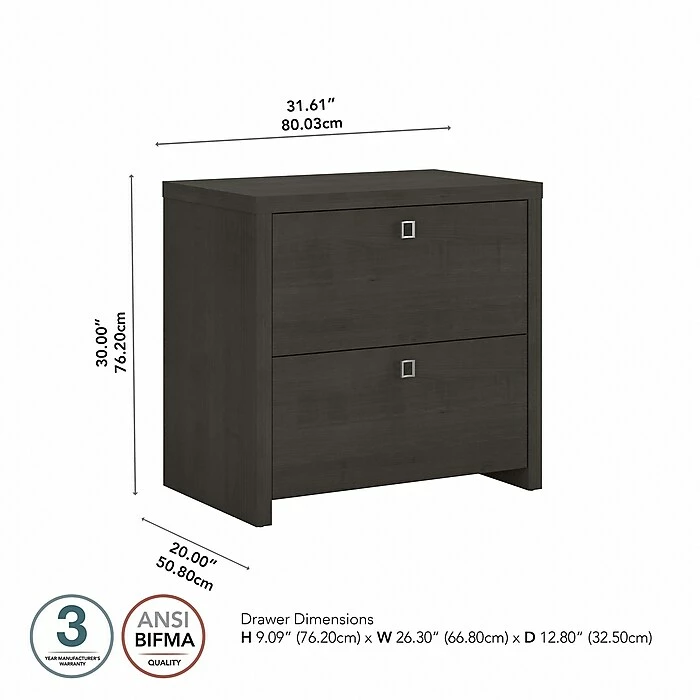 Office By Kathy Ireland® Echo 2-Drawer Lateral File Cabinet, Letter/Legal, Charcoal Maple, 32" (KI60302-03) 6 Office By Kathy Ireland® Echo 2-Drawer Lateral File Cabinet, Letter/Legal, Charcoal Maple, 32" (KI60302-03) - Image 4