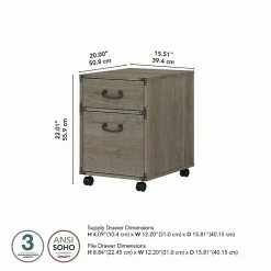 Kathy Ireland® Home By Bush Furniture Ironworks 2-Drawer Mobile File Cabinet, Letter/Legal, Restored Gray, 16" (KI50302-03) -File Cabinets Shop unnamed file 754