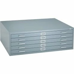Safco® Versatile Steel Flat Files, 5-Drawers: 43x32", 16-1/2Hx46-3/8Wx35-3/8"D, Grey