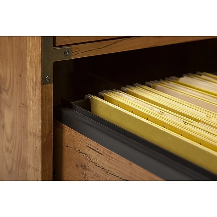 Kathy Ireland® Home By Bush Furniture Ironworks Lateral File Cabinet, Vintage Golden Pine (KI50104-03) 10 Kathy Ireland® Home By Bush Furniture Ironworks Lateral File Cabinet, Vintage Golden Pine (KI50104-03) - Image 8