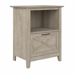 Bush Furniture Key West 1-Drawer Lateral File Cabinet, Letter/Legal, Washed Gray, 24" (KWF124WG-03)