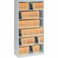 Tennsco Open Fixed Shelf Lateral File, Light Gray, 6-Shelf, 75 1/4"H
