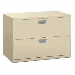 HON Brigade 600 Series Lateral File, 2 Drawers, Aluminum Pull, 42"W, Putty Finish,