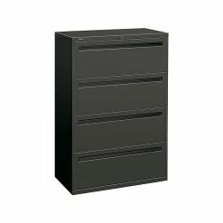 HON Brigade 700 Series 4-Drawer Lateral File Cabinet, Locking, Charcoal, Letter/Legal, 36"W (H784.L.S)