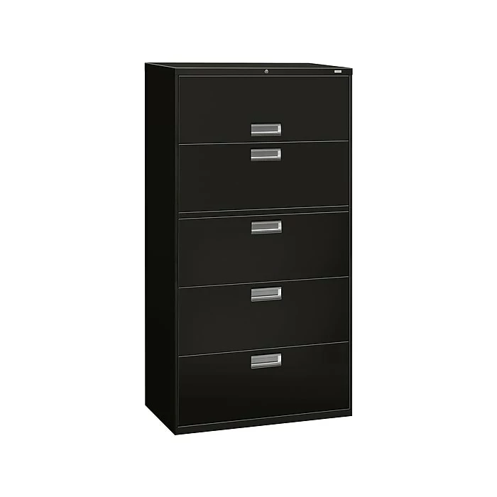 HON Brigade 600 Series 5-Drawer Lateral File Cabinet, Locking, Letter/Legal, Black, 36"W (H685.L.P) 3 HON Brigade 600 Series 5-Drawer Lateral File Cabinet, Locking, Letter/Legal, Black, 36"W (H685.L.P)