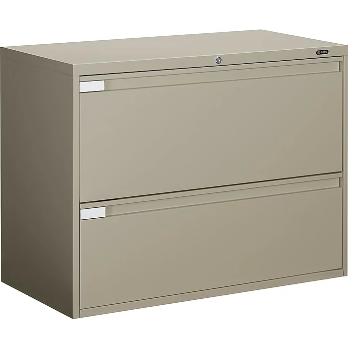 Global 9300P Series Business-Plus Lateral File Cabinet, Ltr/Lgl, 2-Drawer, Desert Putty, 18"D, 36" W 3 Global 9300P Series Business-Plus Lateral File Cabinet, Ltr/Lgl, 2-Drawer, Desert Putty, 18"D, 36" W