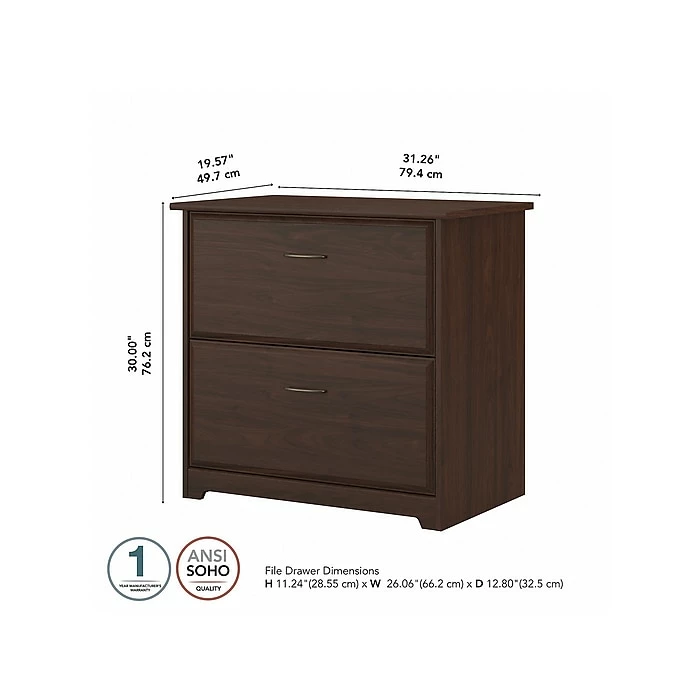 Bush Furniture Cabot 2-Drawer Lateral File Cabinet, Letter/Legal, Modern Walnut, 31" (WC31080-03) 7 Bush Furniture Cabot 2-Drawer Lateral File Cabinet, Letter/Legal, Modern Walnut, 31" (WC31080-03) - Image 5