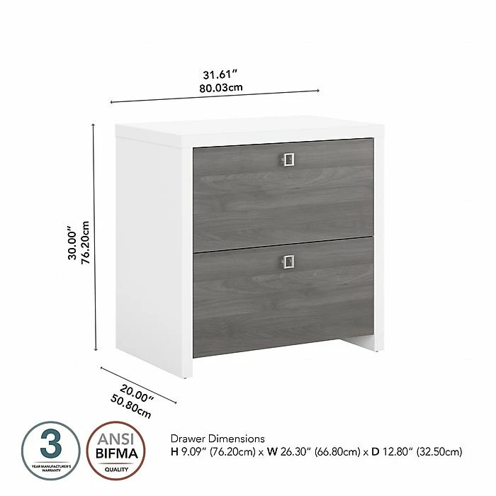 Office By Kathy Ireland® Echo 2-Drawer Lateral File Cabinet, Letter/Legal, Pure White/Modern Gray, 32" (KI60502-03) 6 Office By Kathy Ireland® Echo 2-Drawer Lateral File Cabinet, Letter/Legal, Pure White/Modern Gray, 32" (KI60502-03) - Image 4