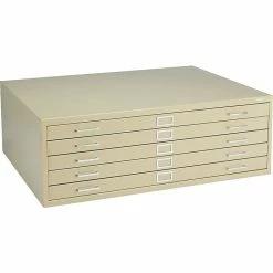 Safco® Steel Flat File, For Sheets Up To 43" X 32", 5-Drawer, Tropic Sand, 16 1/2"H X 46 3/8"W X 35 3/8"D