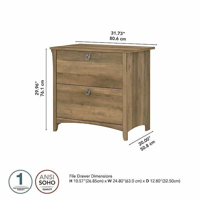 Bush Furniture Salinas 2-Drawer Lateral File Cabinet, Letter/Legal, Reclaimed Pine, 31.73" (SAF132RCP-03) 6 Bush Furniture Salinas 2-Drawer Lateral File Cabinet, Letter/Legal, Reclaimed Pine, 31.73" (SAF132RCP-03) - Image 4