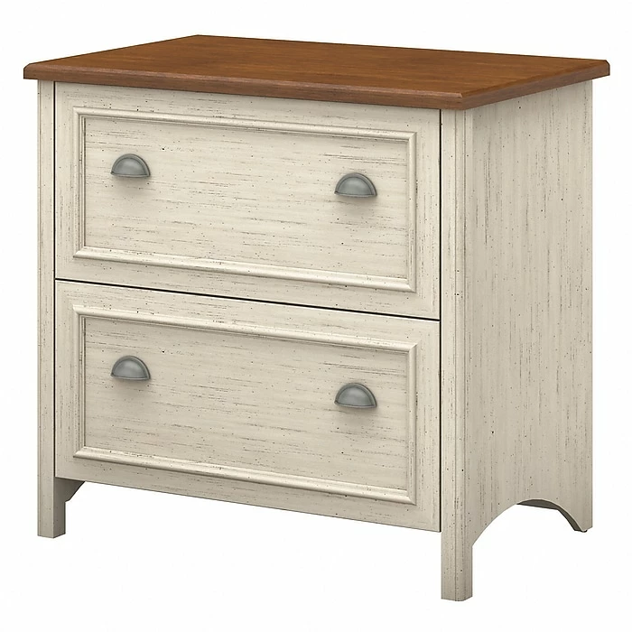 Bush Furniture Fairview 2 Drawer Lateral File Cabinet, Antique White And Tea Maple (WC53284T) 3 Bush Furniture Fairview 2 Drawer Lateral File Cabinet, Antique White And Tea Maple (WC53284T)