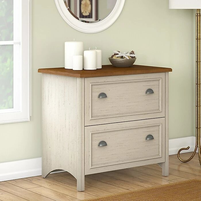 Bush Furniture Fairview 2 Drawer Lateral File Cabinet, Antique White And Tea Maple (WC53284T) 5 Bush Furniture Fairview 2 Drawer Lateral File Cabinet, Antique White And Tea Maple (WC53284T) - Image 3