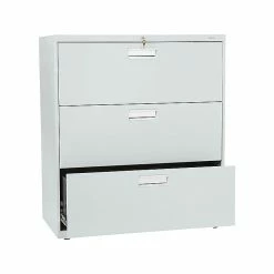 HON Brigade 600 Series 3-Drawer Lateral File Cabinet, Locking, Letter/Legal, Gray, 36"W (H683.L.Q) -File Cabinets Shop unnamed file 980
