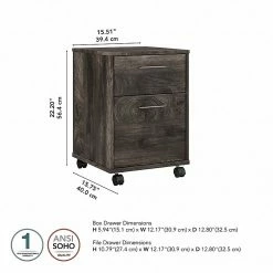 Bush Furniture Key West 2-Drawer Mobile File Cabinet, Letter/Legal, Dark Gray Hickory, 16" (KWF116GH-03) -File Cabinets Shop unnamed file 985